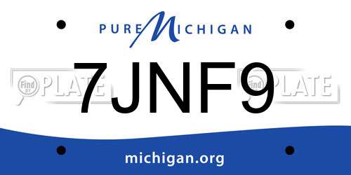 7JNF9 Michigan License Plate