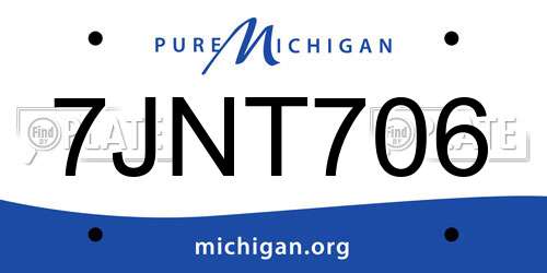 7JNT706 Michigan License Plate