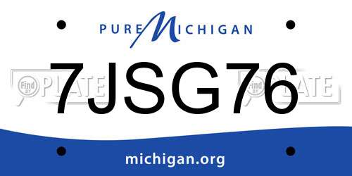 7JSG76 Michigan License Plate