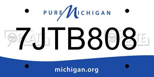7JTB808 Michigan License Plate
