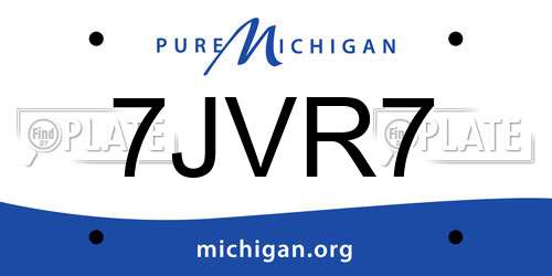 7JVR7 Michigan License Plate