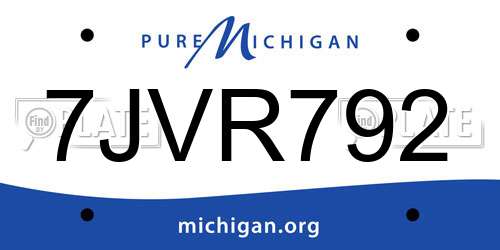 7JVR792 Michigan License Plate