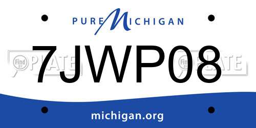 7JWP08 Michigan License Plate