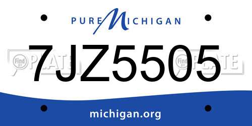 7JZ5505 Michigan License Plate