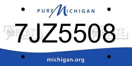 7JZ5508 Michigan License Plate