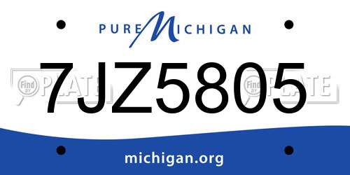7JZ5805 Michigan License Plate