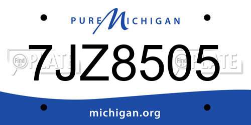 7JZ8505 Michigan License Plate