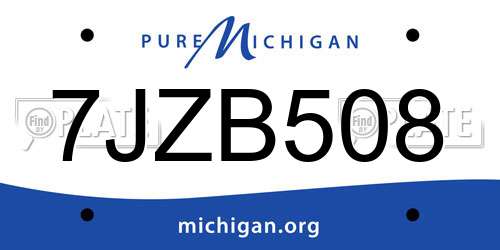 7JZB508 Michigan License Plate