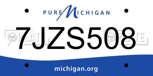 7JZS508 Michigan License Plate