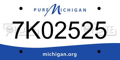 7K02525 Michigan License Plate