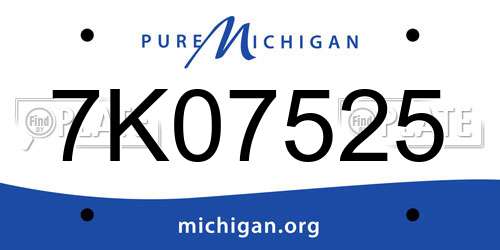 7K07525 Michigan License Plate