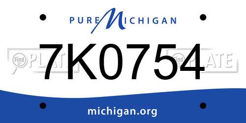 7K0754 Michigan License Plate