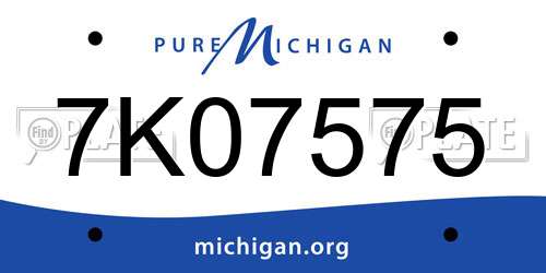 7K07575 Michigan License Plate