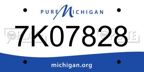 7K07828 Michigan License Plate