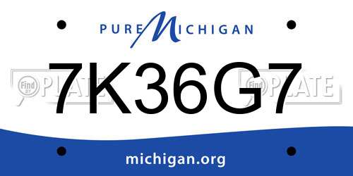 7K36G7 Michigan License Plate