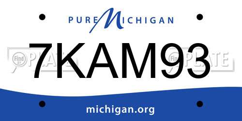 7KAM93 Michigan License Plate