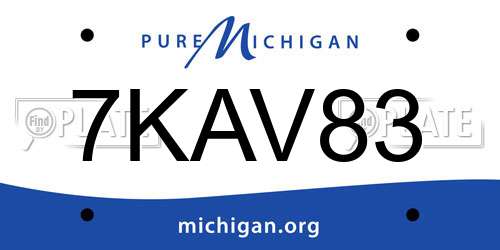 7KAV83 Michigan License Plate