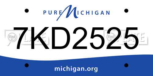 7KD2525 Michigan License Plate