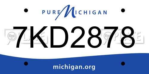 7KD2878 Michigan License Plate