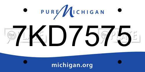 7KD7575 Michigan License Plate