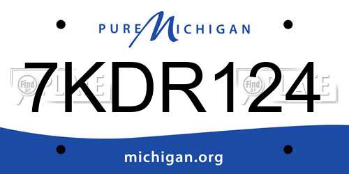 7KDR124 Michigan License Plate
