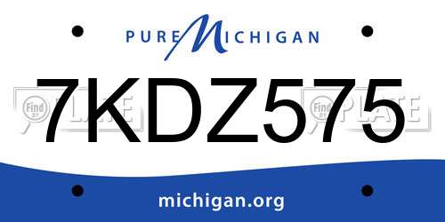 7KDZ575 Michigan License Plate