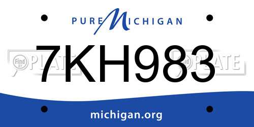 7KH983 Michigan License Plate