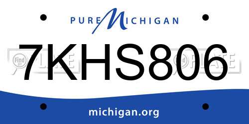 7KHS806 Michigan License Plate