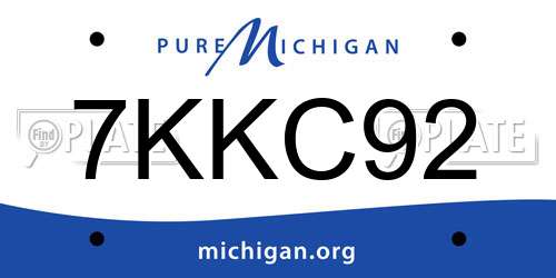 7KKC92 Michigan License Plate