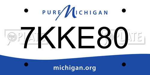 7KKE80 Michigan License Plate