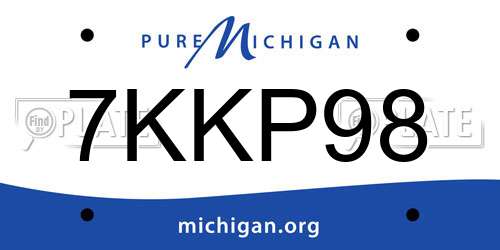 7KKP98 Michigan License Plate