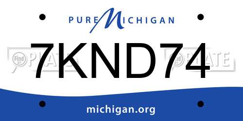 7KND74 Michigan License Plate