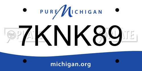 7KNK89 Michigan License Plate