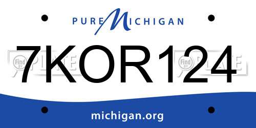 7KOR124 Michigan License Plate