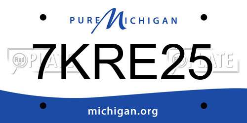 7KRE25 Michigan License Plate