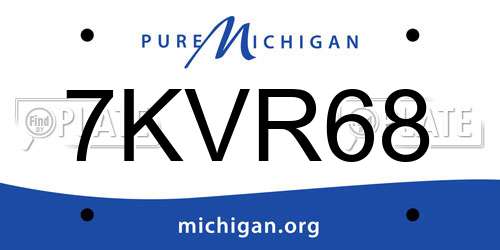7KVR68 Michigan License Plate