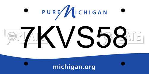 7KVS58 Michigan License Plate
