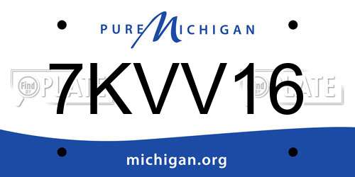 7KVV16 Michigan License Plate