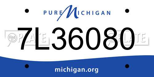 7L36080 Michigan License Plate