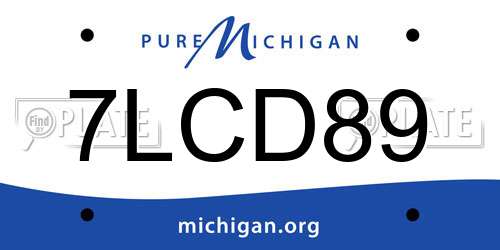 7LCD89 Michigan License Plate