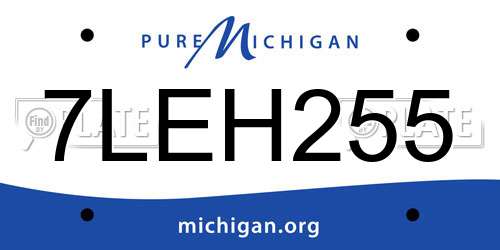 7LEH255 Michigan License Plate