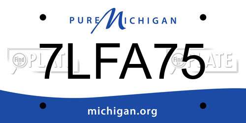 7LFA75 Michigan License Plate