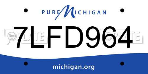 7LFD964 Michigan License Plate