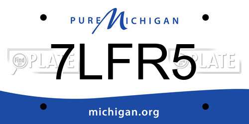 7LFR5 Michigan License Plate