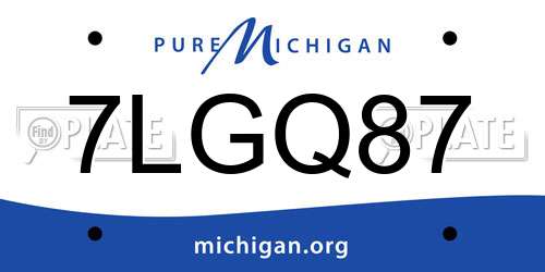 7LGQ87 Michigan License Plate