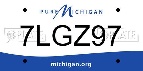 7LGZ97 Michigan License Plate