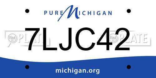 7LJC42 Michigan License Plate