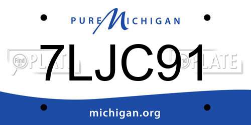 7LJC91 Michigan License Plate