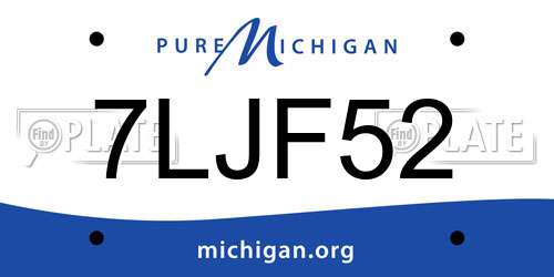 7LJF52 Michigan License Plate