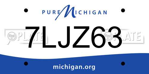 7LJZ63 Michigan License Plate